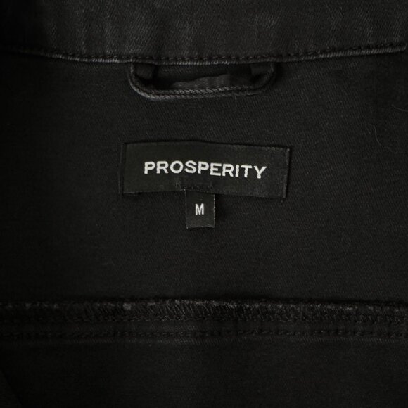 PROSPERITY DISTRESSED OMBRE CHARCOAL DENIM JACKET CROP UPSCALE CLASSIC MEDIUM - Picture 5 of 6